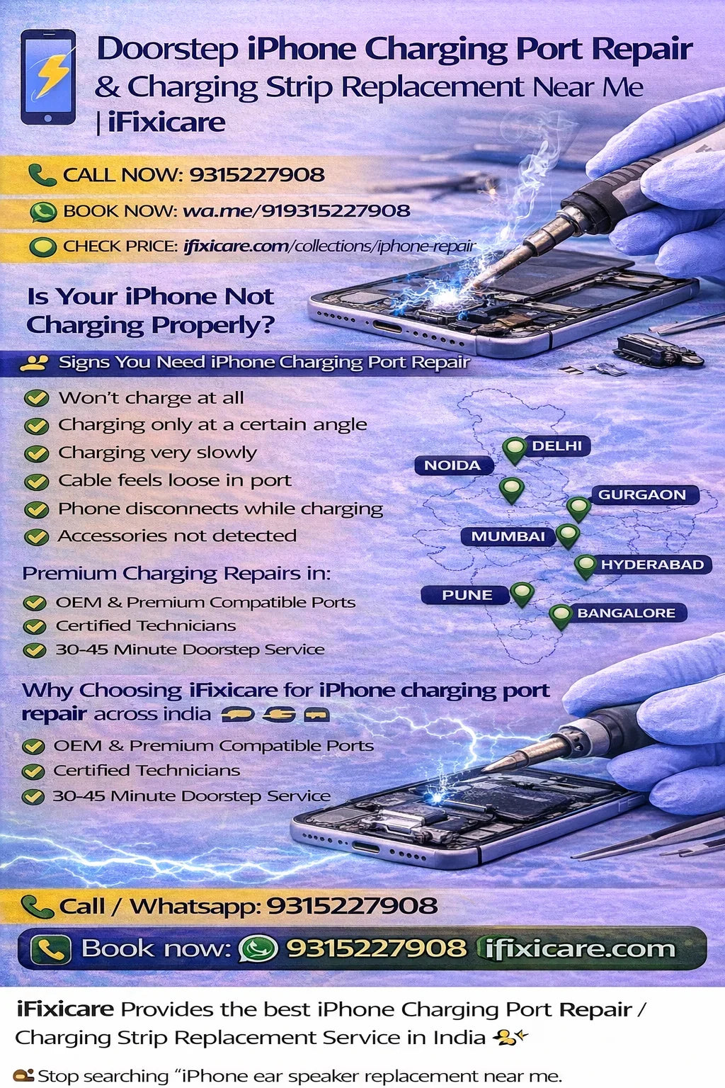 Best Doorstep iPhone Charging Strip Replacement or doorstep iPhone charging port replacement in India