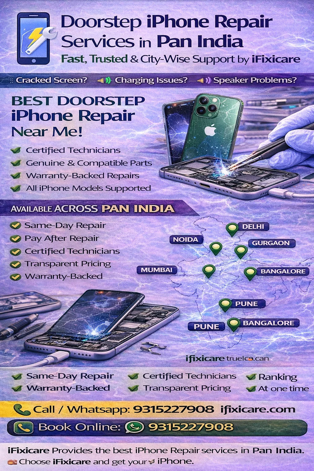 Doorstep iphone repair and doorstep mobile repair in India, iphone screen replacement, iphone back glass replacement, iphone charging strip replacement, iphone battery replacement