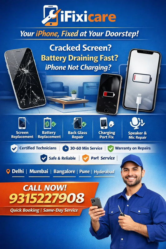 Doorstep iPhone repair near me by iFixicare includes iphone screen replacement, iphone back glass replacement, iphone charging port replacement, iphone ear speaker replacement
